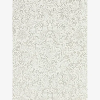 The Rug Seller Pure Sunflower Wallpaper 216049 by Morris & Co in Chalk Silver&nbsp;Roll