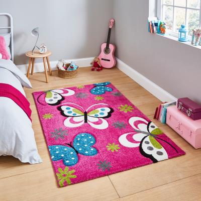 The Rug Seller Brooklyn Kids 772 Butterfly Floral Rugs in Pink