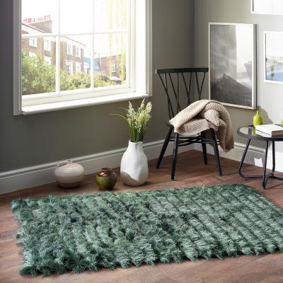 The Rug Seller Carved Glamour Shaggy Rugs in Forest Green