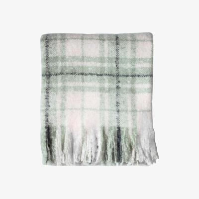 The Rug Seller Check Faux Mohair Kilburn & Scott Throw in Sage Green130x180mm