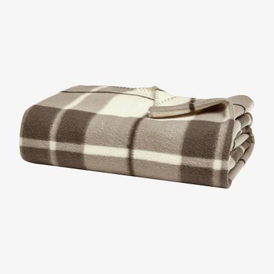 The Rug Seller Checked Fleece Blanket Throw in Neutral Brown White&nbsp;180cmx230cm