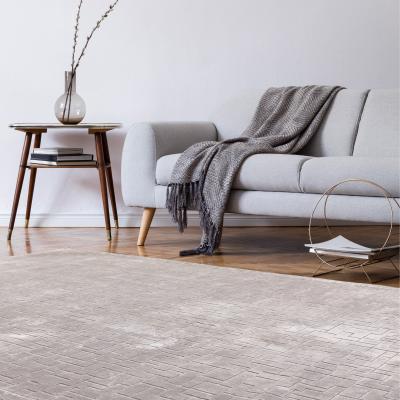 The Rug Seller Glaze Tetris Geometric Modern Rugs in Silver Grey200x290cm