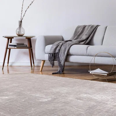 The Rug Seller Glaze Tetris Geometric Modern Rugs in Silver Grey200x290cm