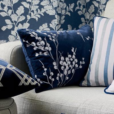 The Rug Seller Pussy Willow Floral Cushion by Laura Ashley in Midnight Blue35x50cm
