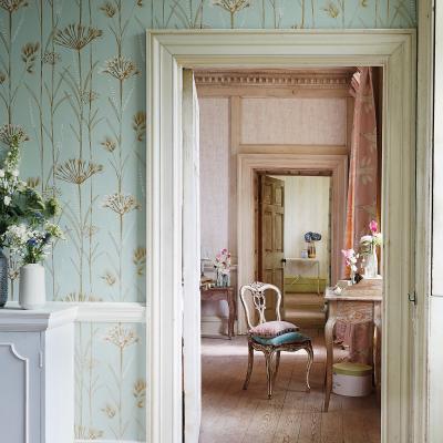The Rug Seller Gardinum Wallpaper 110558 by Harlequin in Seafoam Chalk GoldRoll