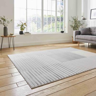 The Rug Seller Apollo 2681 Modern Geometric Block Rugs in Grey Ivory White160x220cm