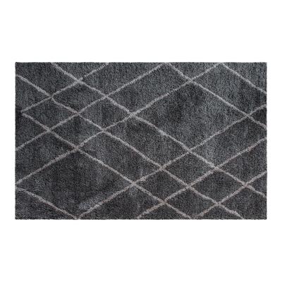 The Rug Seller Constance Boho Diamond Shaggy Rugs in Grey By Luxe Tapi&nbsp;120x170cm