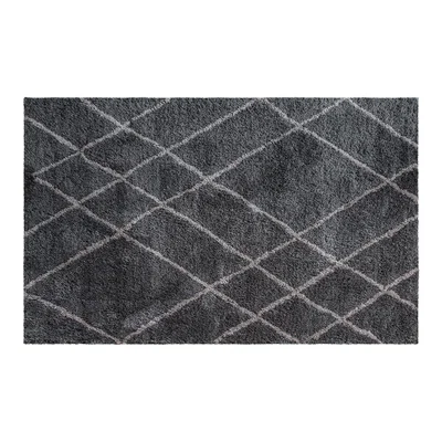 The Rug Seller Constance Boho Diamond Shaggy Rugs in Grey By Luxe Tapi&nbsp;120x170cm