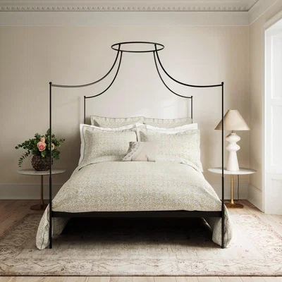 The Rug Seller Kerala Floral Bedding by V&A in Ivory & Slate Grey&nbsp;140x200cm