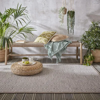 The Rug Seller Lipari Bellizi Outdoor Indoor Flatweave Rug in Grey
