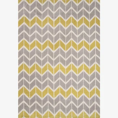 The Rug Seller Arlo Chevron Rugs AR06 in Lemon and Grey