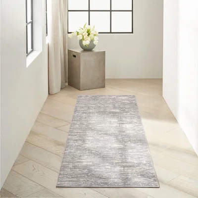 The Rug Seller CK005 Enchanting ECH03 Runner Rug by Calvin Klein in Grey Beige&nbsp;69x221cm