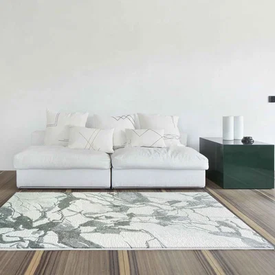 The Rug Seller Milano 46014 6141 Abstract Marble Rugs in Grey