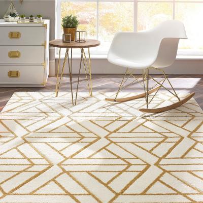 The Rug Seller Escher Modern Geometric Rugs in Cream Gold