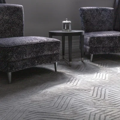 The Rug Seller Glaze Data Geometric Modern Rugs in Silver Grey200x290cm