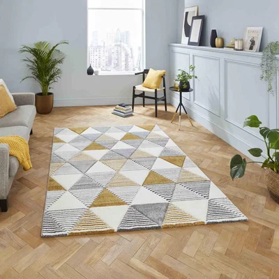 The Rug Seller Brooklyn Modern Geometric Rugs BRK15 in Grey Yellow160x220cm