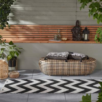 The Rug Seller Brittany Chevron Flatweave Indoor Outdoor Runner Rugs in Black67x300cm