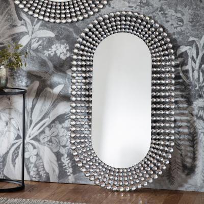 The Rug Seller Luxe Tapi Sophia Oval Modern Mirror in Silver Grey70x121cm