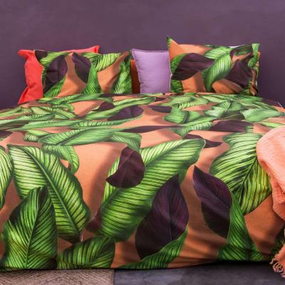 The Rug Seller Snurk Fresh Leaves Botanical Cotton Bedding Duvet Cover and Pillowcase in Green Orange&nbsp;135X200cm