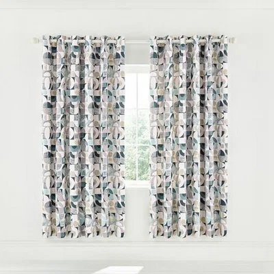 The Rug Seller Tolka Geometric Curtains By Helena Springfield in Teal Green&nbsp;168x183cm