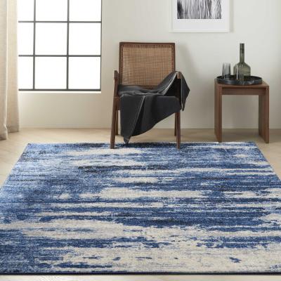 The Rug Seller Calvin Klein Abstract Designer Rugs CK001 River Flow RFV01 in Blue Grey