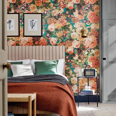 The Rug Seller Very Rose And Peony Wallpaper 217027 by Sanderson in Kingfisher Rowan Berry&nbsp;Roll