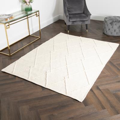 The Rug Seller Saffron Boho Wool Rugs in Cream160x230cm