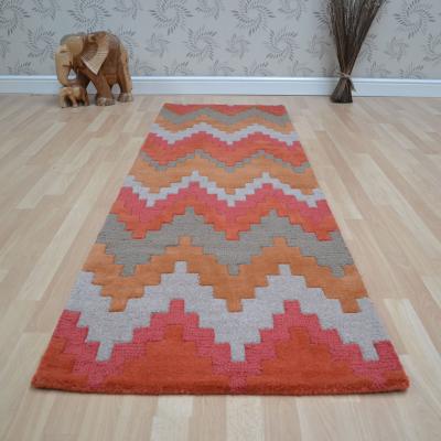 The Rug Seller Matrix MAX23 Cuzzo Hallway Runner Rugs in Sienna Orange&nbsp;70x240cm