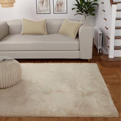 The Rug Seller Luxe Faux Fur Plain Rug in Natural Beige&nbsp;120x170cm