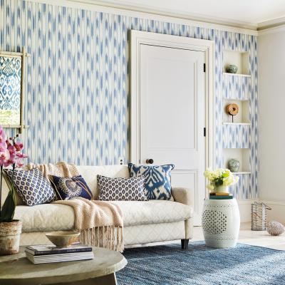 The Rug Seller Ishi Ikat Striped Wallpaper 216778 by Sanderson in Indigo Blue&nbsp;Roll