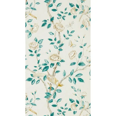 The Rug Seller Andhara Floral Wallpaper 216794 by Sanderson in Teal Cream&nbsp;Roll