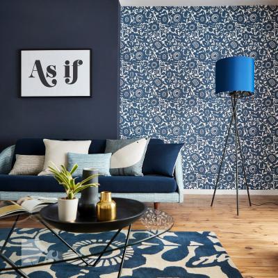 The Rug Seller Kukkia Floral Wallpaper 111510 by Scion in Ink Blue&nbsp;Roll