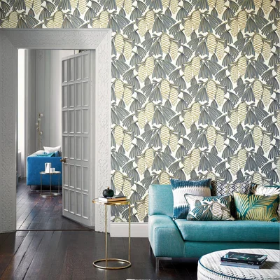 The Rug Seller Foxley Wallpaper 112128 by Harlequin in Platinum Gold Yellow&nbsp;Roll