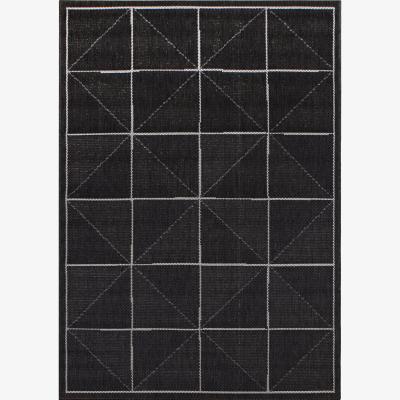 The Rug Seller Patio Check PAT07 Geometric Outdoor Rugs in Charcoal Grey