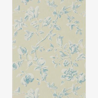 The Rug Seller Magnolia and Pomegranate Wallpaper 215725 by Sanderson in Parchment Sky Blue&nbsp;Roll