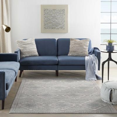 The Rug Seller Quarry QUA16 Geometric Rugs in Grey Ivory Blue&nbsp;114x175cm