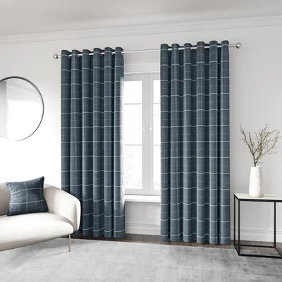 The Rug Seller Harper Check Curtains by Helena Springfield in Navy Blue&nbsp;168x183cm