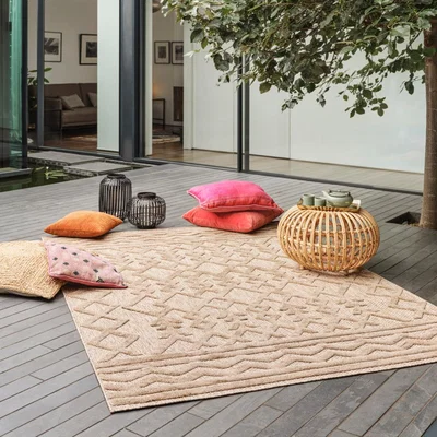 The Rug Seller Salta Links Geometric Indoor Outdoor Rugs in SA04 Brown200x290cm