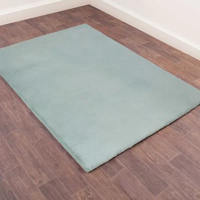 The Rug Seller Luxe Faux Fur Rug in Duck Egg Blue