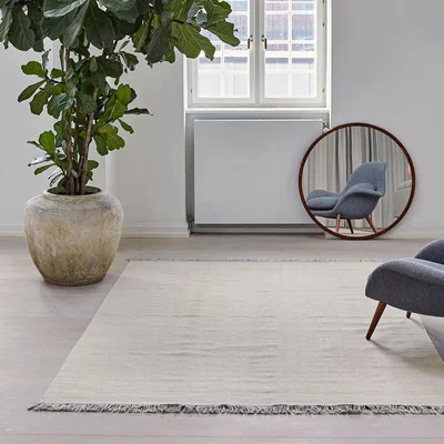 The Rug Seller Escape Kelim Fringe Rugs in Nougat Rose by Chalk