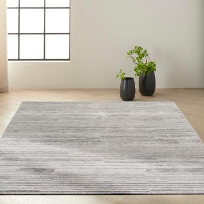 The Rug Seller Calvin Klein Abyss Stripe Designer Rugs CK990 in Silver Grey