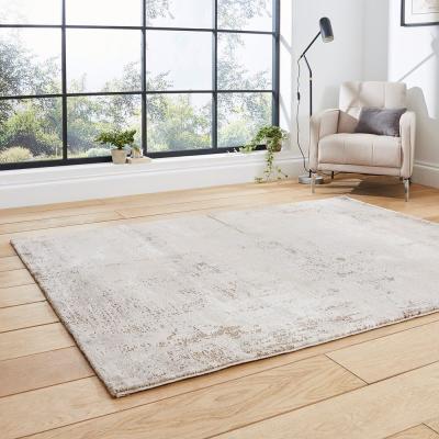 The Rug Seller Florence 50034 Distressed Abstract Rugs in Beige Silver