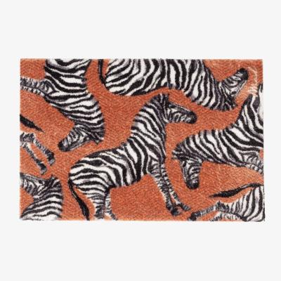 The Rug Seller Joel Zebra Washable Floor Mats in Terracotta