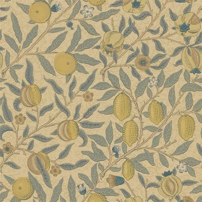 The Rug Seller Fruit Wallpaper 103 by Morris & Co in Blue Gold BrownRoll