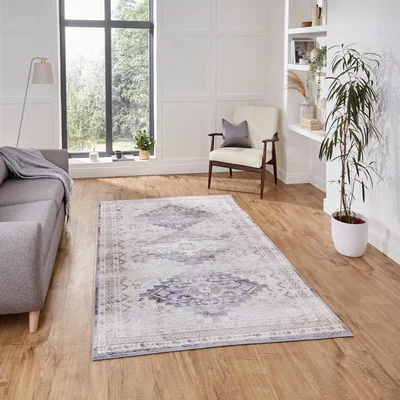 The Rug Seller Topaz H1265 Traditional Patterned Grey Beige Rug&nbsp;180x270cm