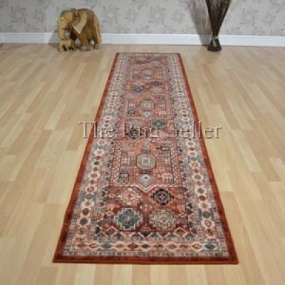 The Rug Seller Royal Kashqai Traditional Wool Runner Rugs 4306 300 Brick&nbsp;67x275cm