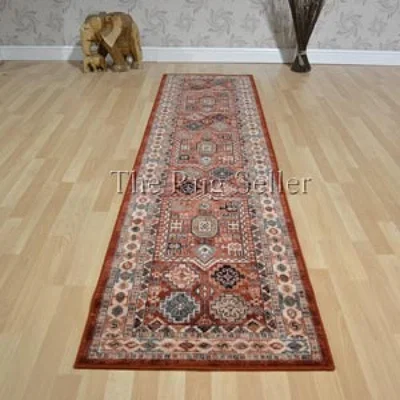The Rug Seller Royal Kashqai Traditional Wool Runner Rugs 4306 300 Brick&nbsp;67x275cm
