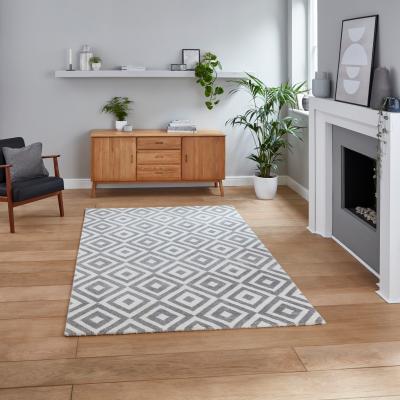 The Rug Seller Brooklyn Modern Geometric Rugs BRK89 in Grey white