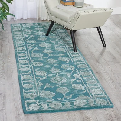 The Rug Seller Opaline runners OPA12 by Nourison in Aqua&nbsp;69x244cm
