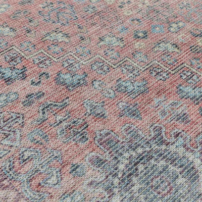The Rug Seller Kaya Esfir KY09 Traditional Persian Floral Rugs in Red Blue
